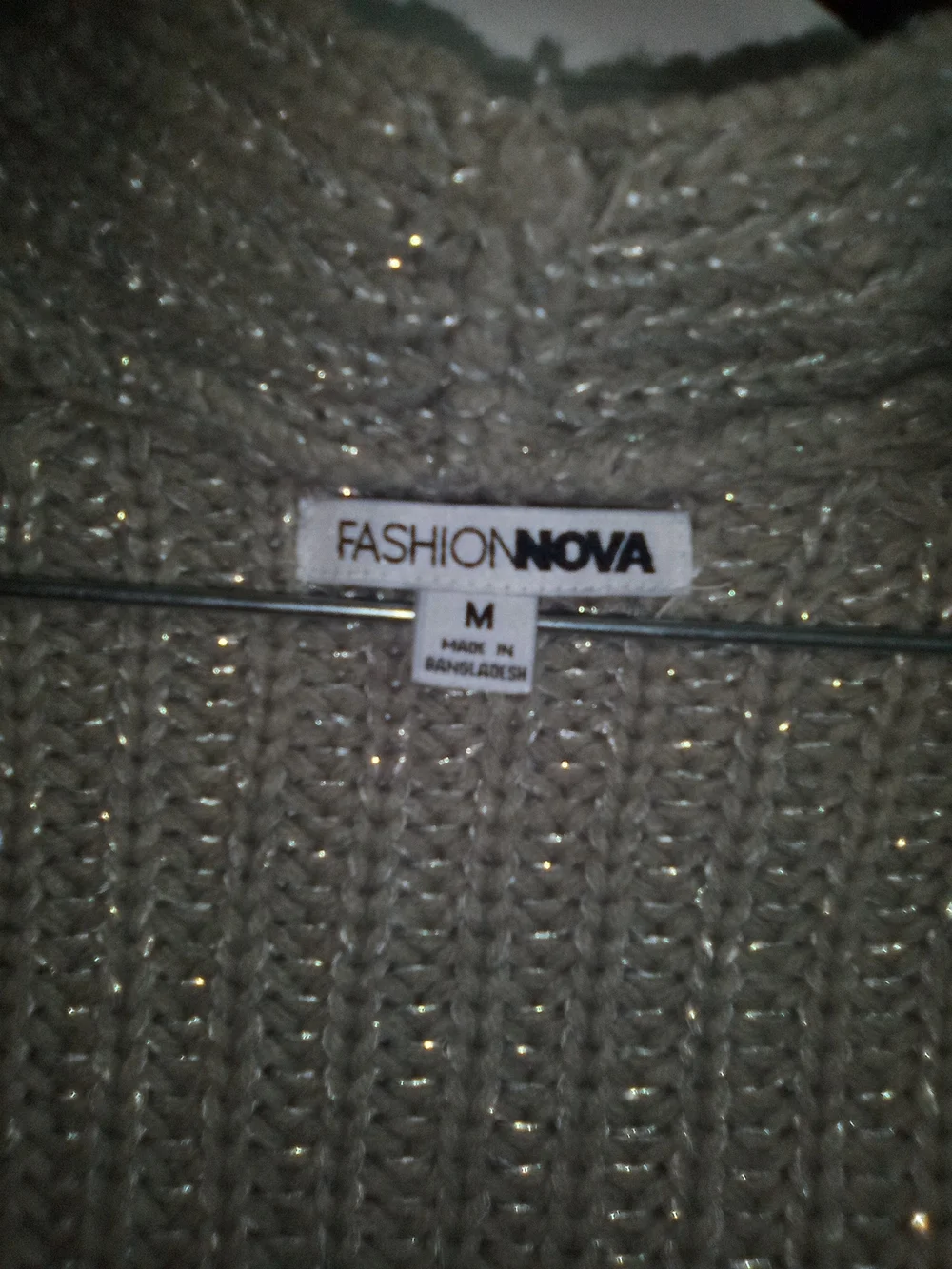 Women's Cottagecore Knit Taupe Cropped With Metallic Accents Shrug Size Medium - Picture 4 of 4